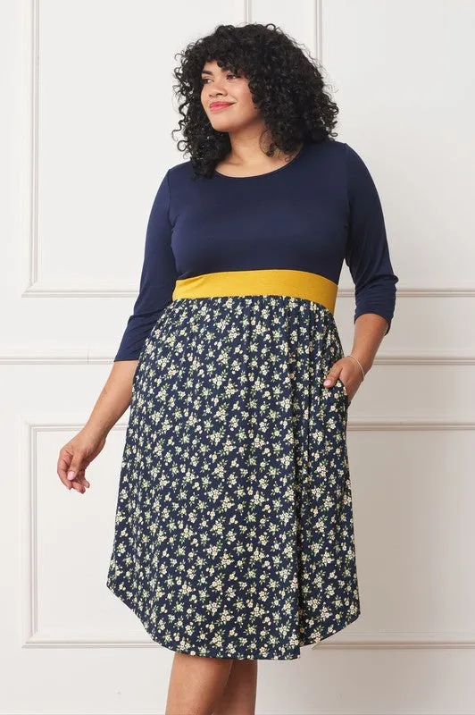 Plus Curved Hem Band Midi Dress