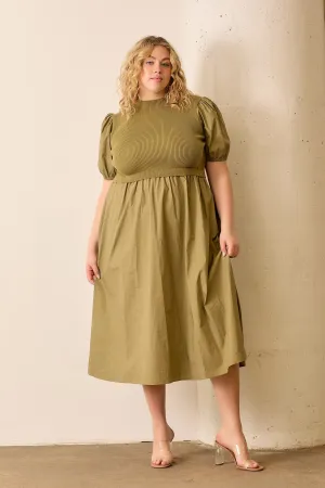PLUS KNIT BODICE MAXI DRESS