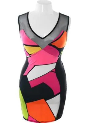 Plus Size Colorful Slimming Sleeveless Pink Dress