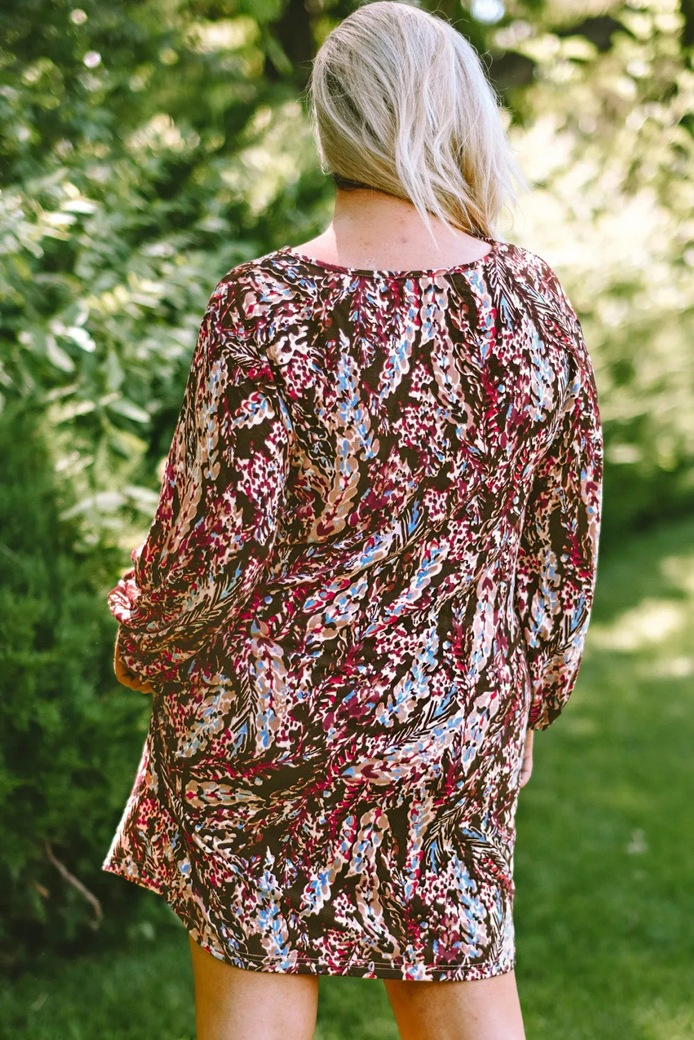 Plus Size Floral Print Mini Dresses