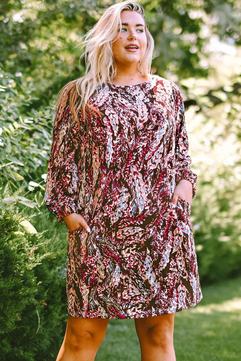 Plus Size Floral Print Mini Dresses