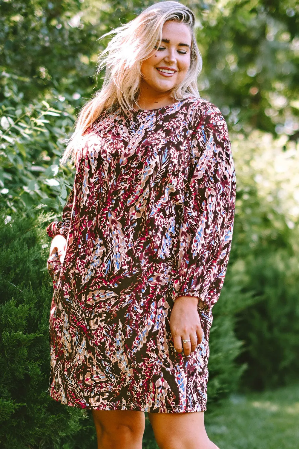 Plus Size Floral Print Mini Dresses