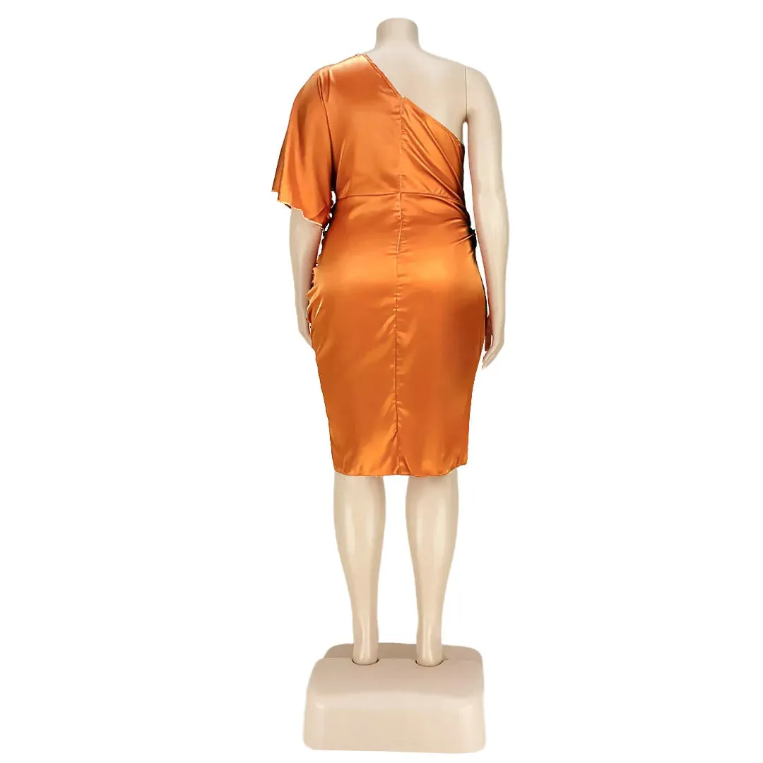 Plus Size Glossy Zipper Dress (3 Colors)
