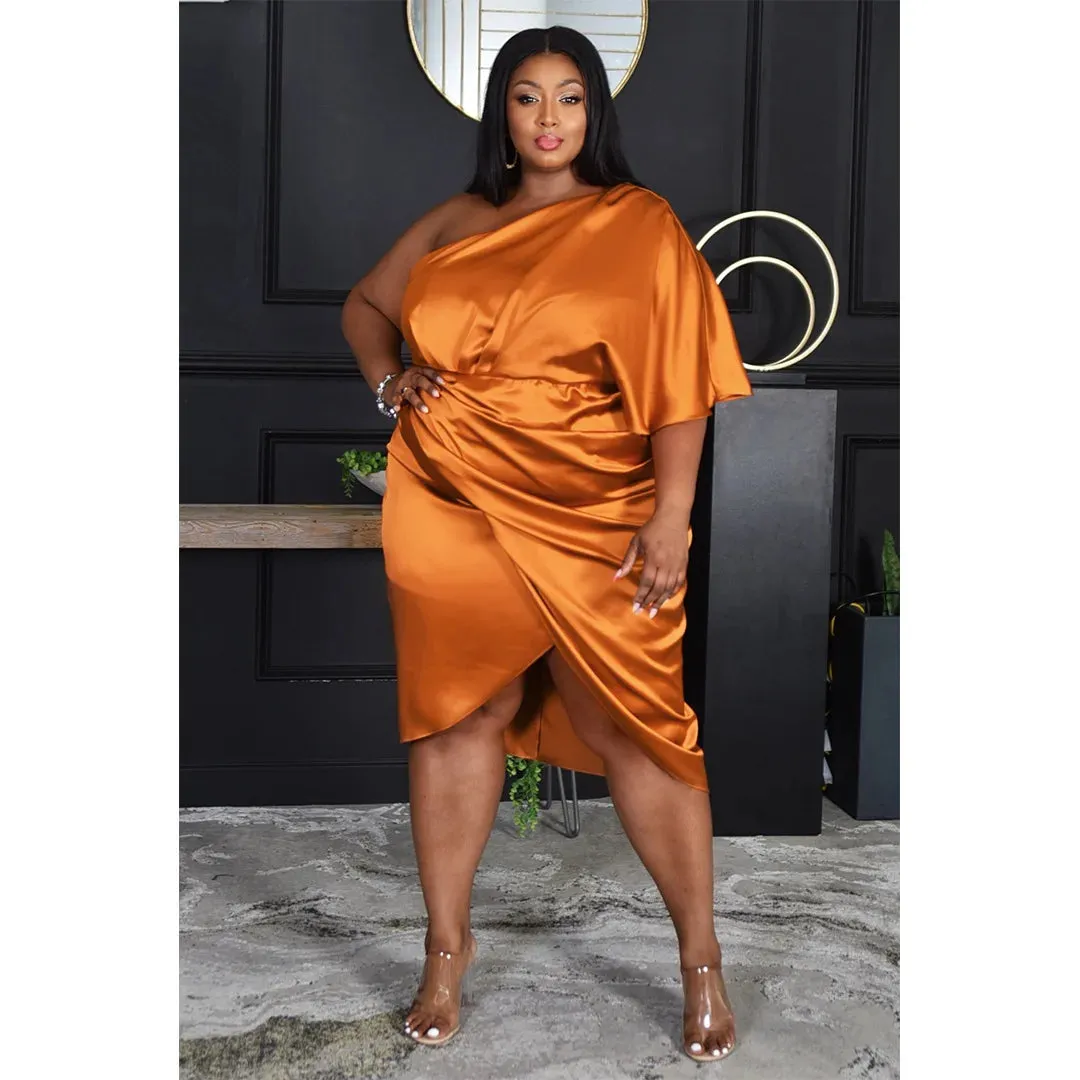 Plus Size Glossy Zipper Dress (3 Colors)