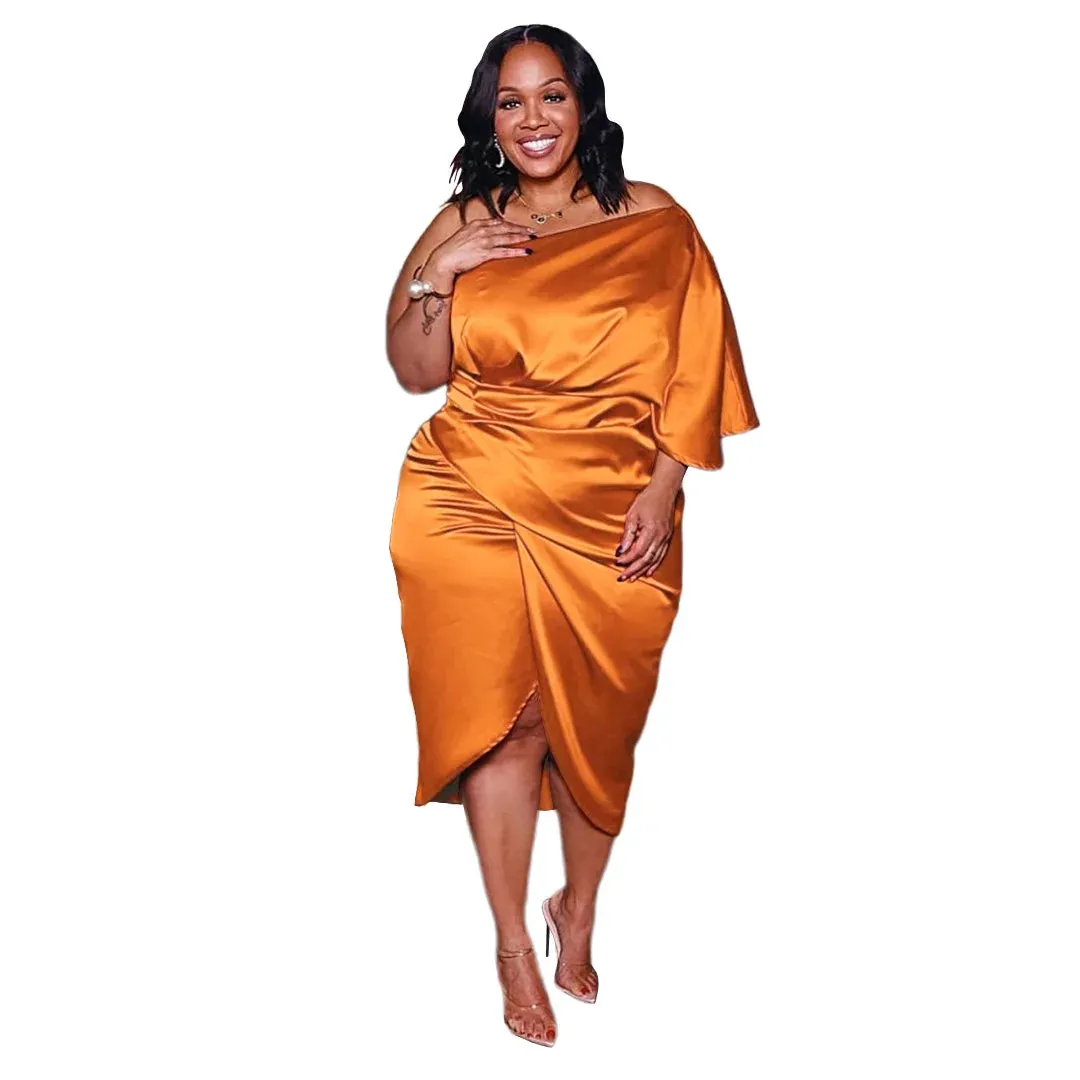 Plus Size Glossy Zipper Dress (3 Colors)