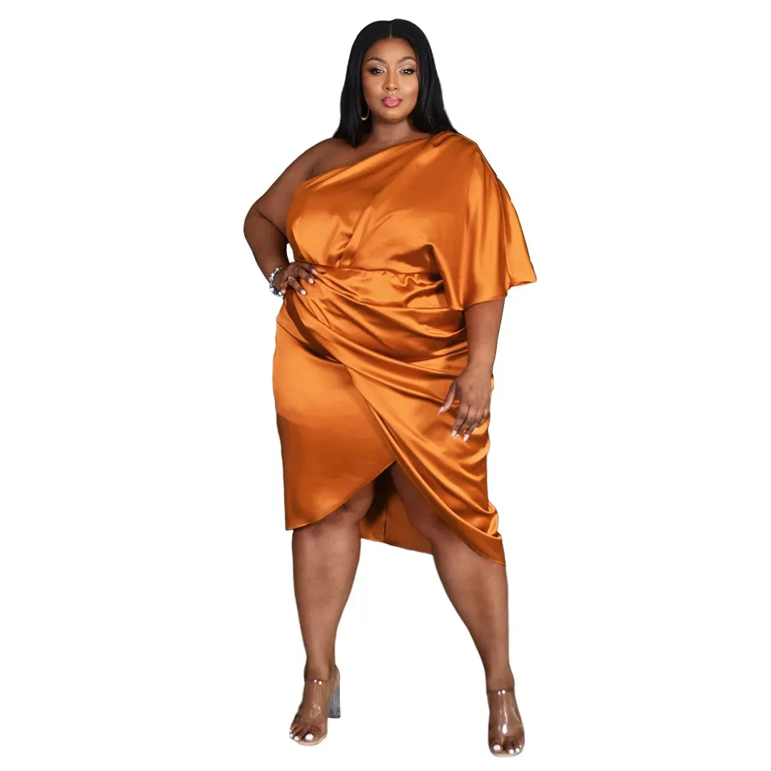 Plus Size Glossy Zipper Dress (3 Colors)