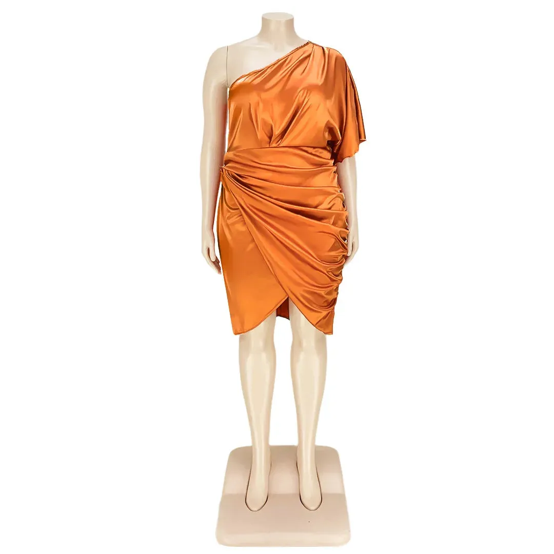 Plus Size Glossy Zipper Dress (3 Colors)