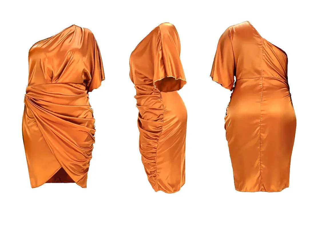 Plus Size Glossy Zipper Dress (3 Colors)