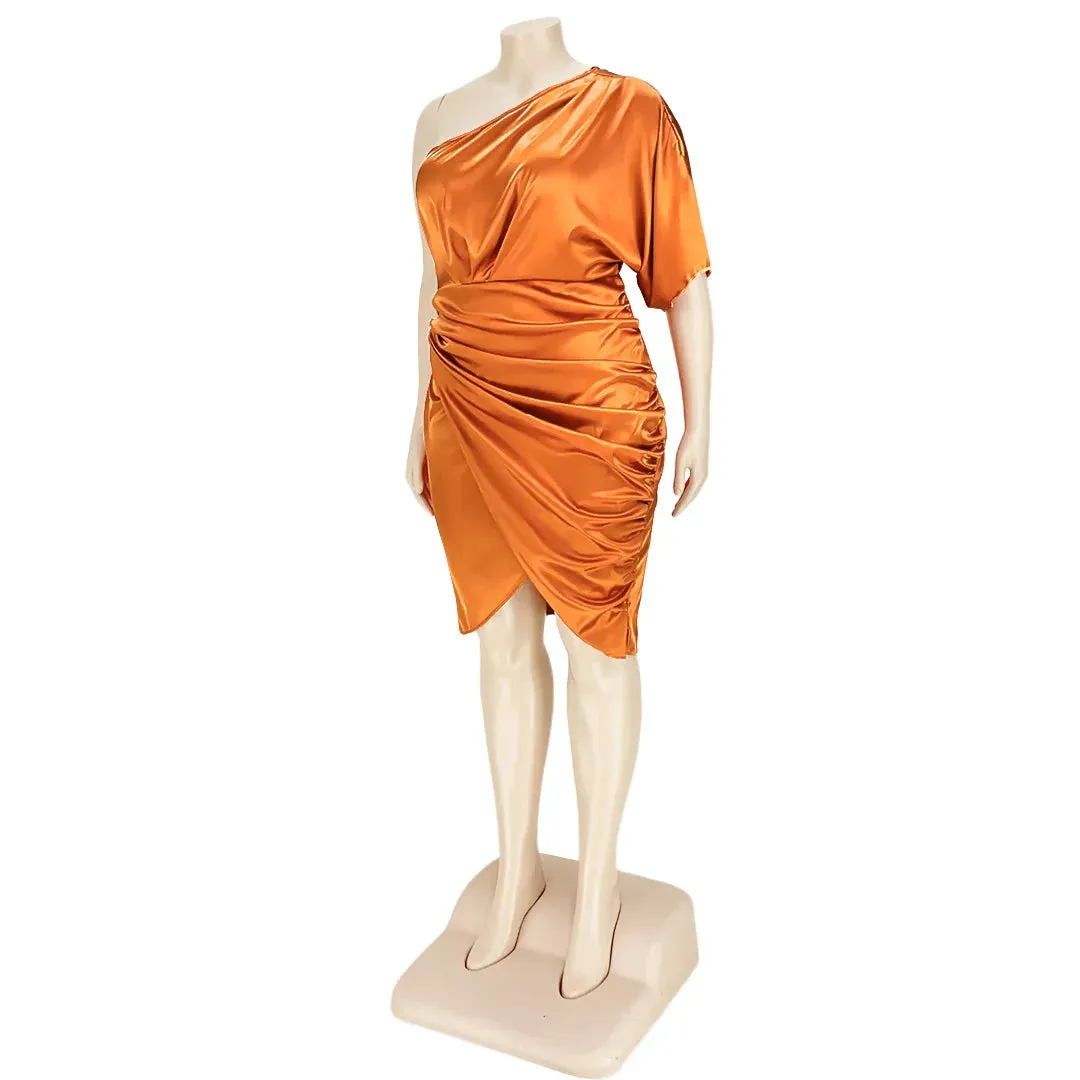 Plus Size Glossy Zipper Dress (3 Colors)