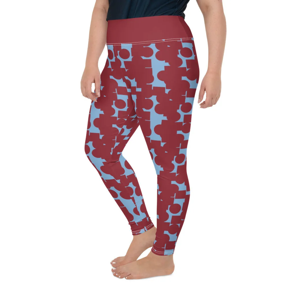 Plus Size Leggings, Crowded Memories Purple