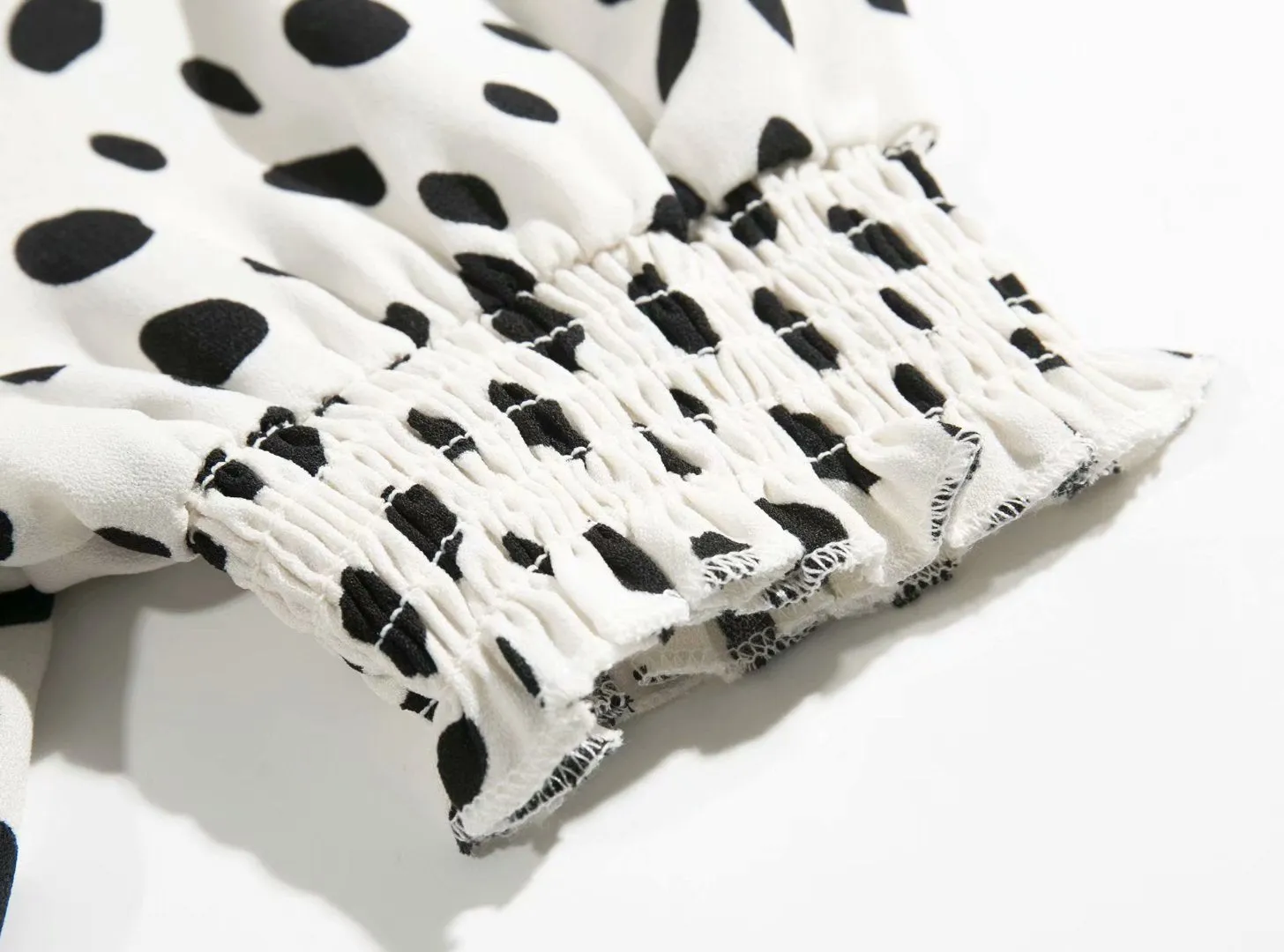 Polka Dot Floral Printed V-neck Midi Dress