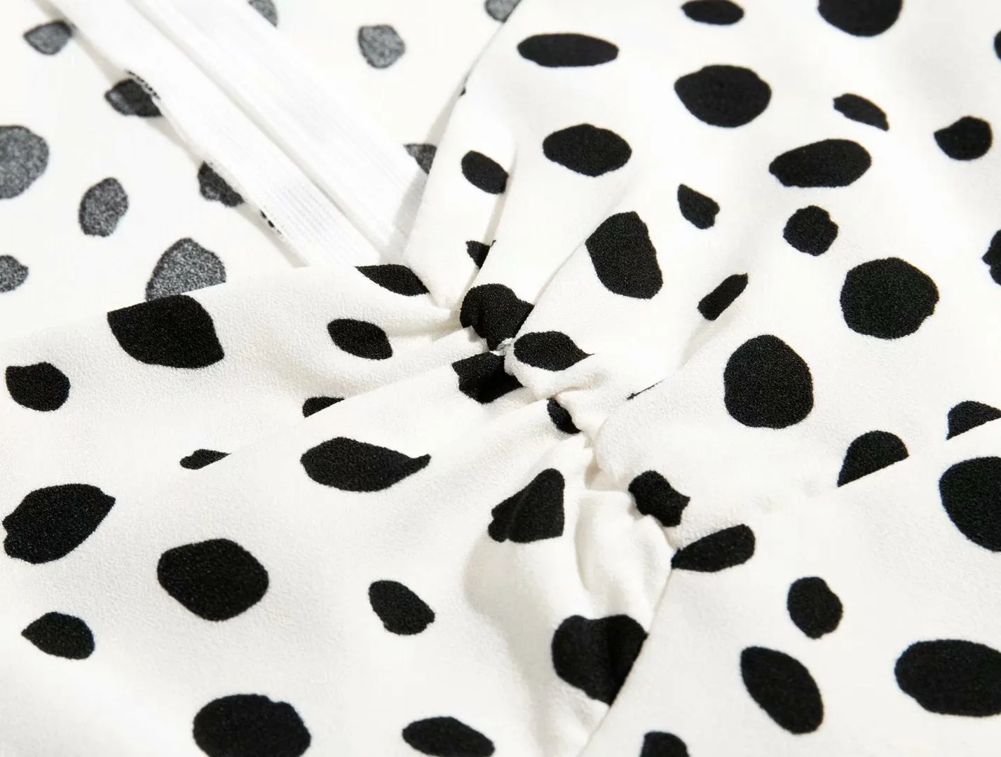 Polka Dot Floral Printed V-neck Midi Dress