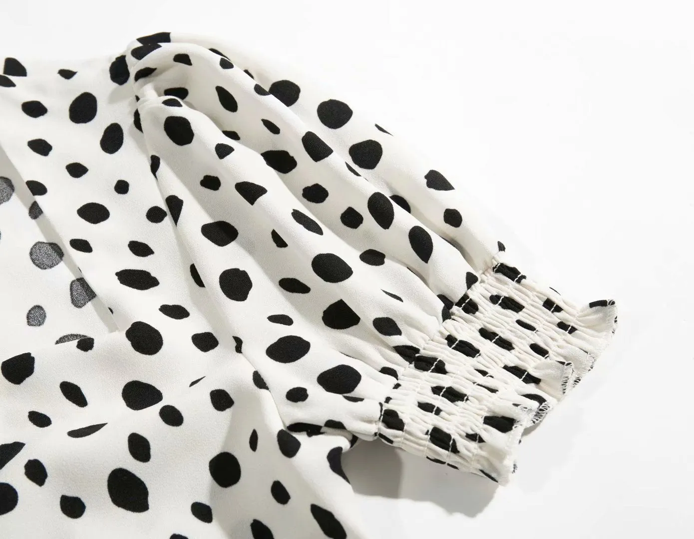 Polka Dot Floral Printed V-neck Midi Dress