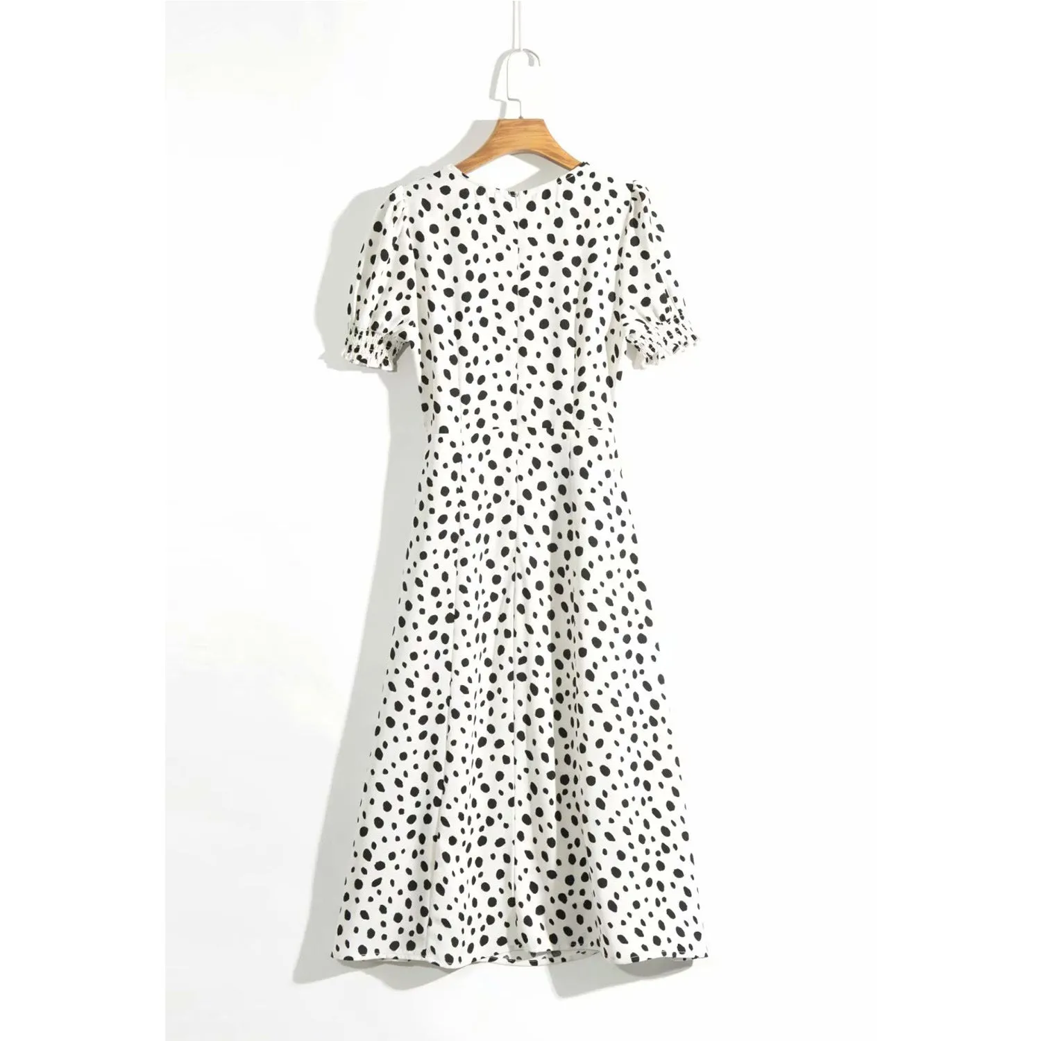 Polka Dot Floral Printed V-neck Midi Dress
