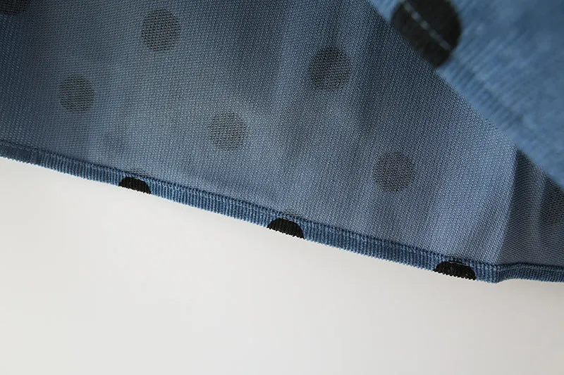 Polka Dot Lantern Sleeve Corduroy Mini Dresses