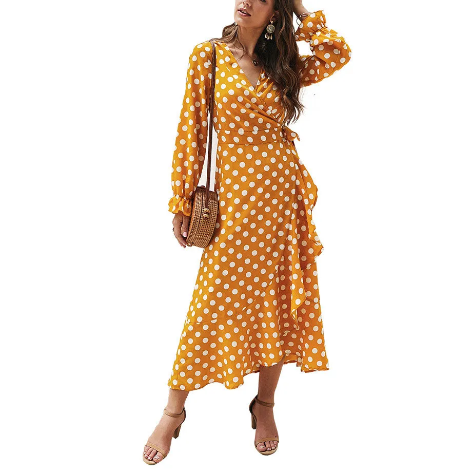 Polka Dot Long Sleeve Classic Dress