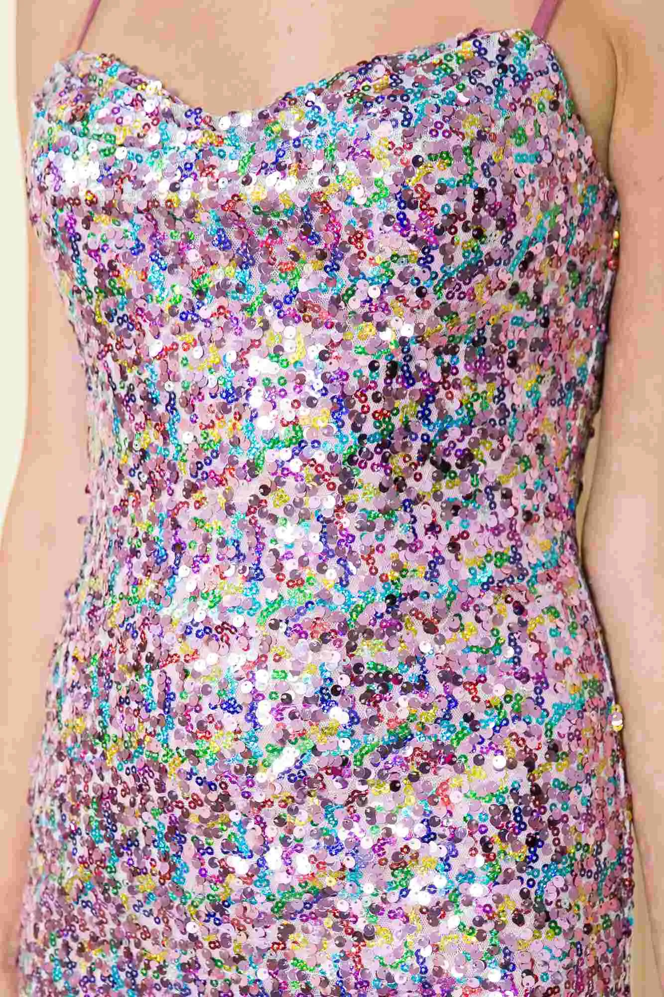 Poly USA 8944 Short Sequins Bodycon Cocktail Dress