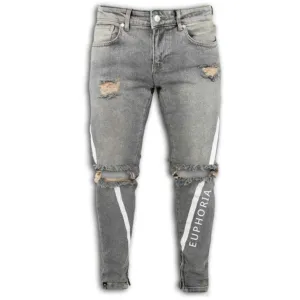 Printed Men's Ripped Jeans Skinny High Waisted Jeans Pencil Pants