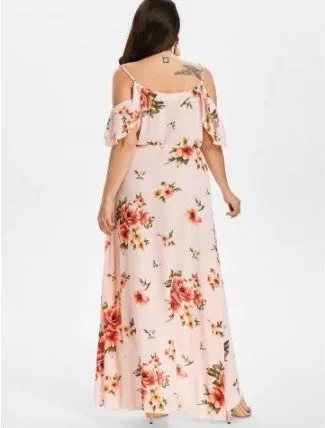 Printed Sexy Sling Short-sleeved Large Size Dress