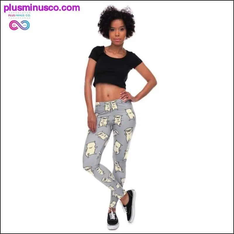 Printed Slim Fit Egyptian Cat Symbols Leggings for Women