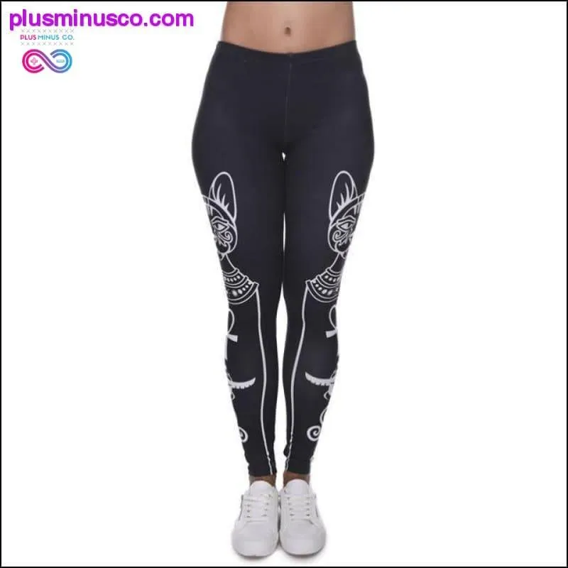 Printed Slim Fit Egyptian Cat Symbols Leggings for Women
