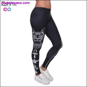 Printed Slim Fit Egyptian Cat Symbols Leggings for Women