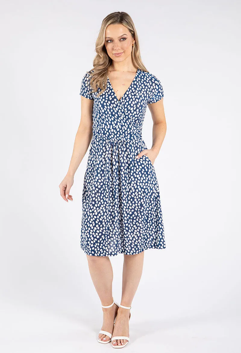 Printed Wrap Midi Dress