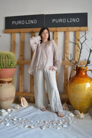 Pure Italian Linen Positano Large Top Raw edges
