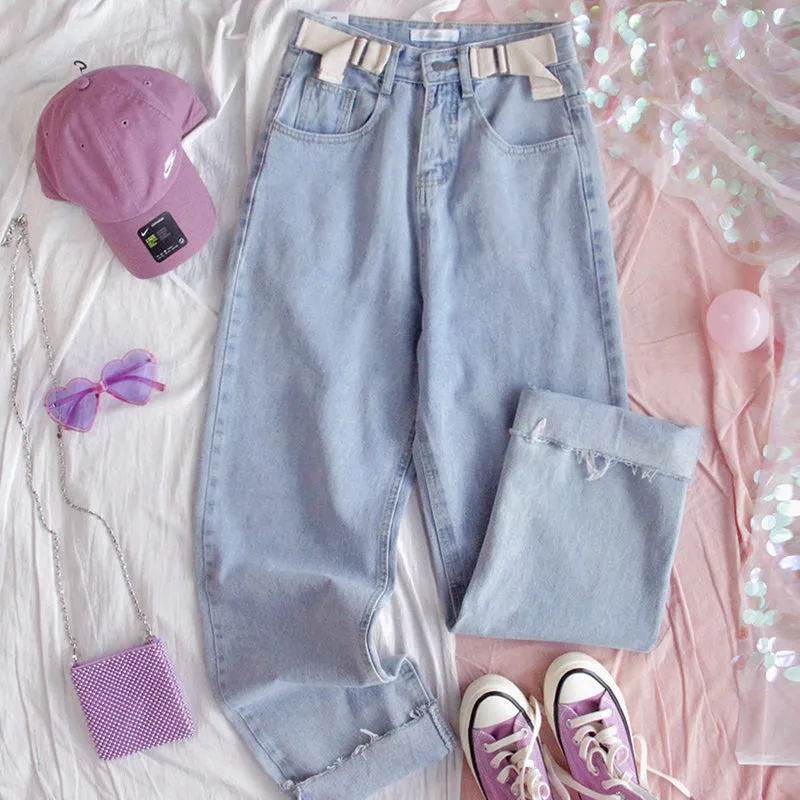 "HIGH-WAISTED LOOSE STRAIGHT" JEANS Y041108