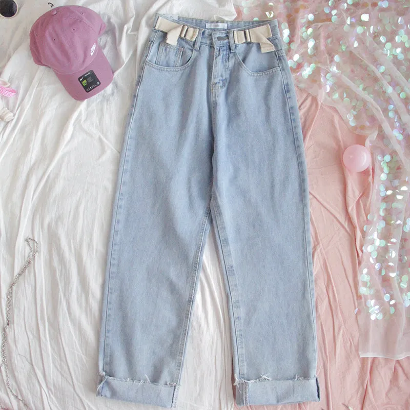 "HIGH-WAISTED LOOSE STRAIGHT" JEANS Y041108