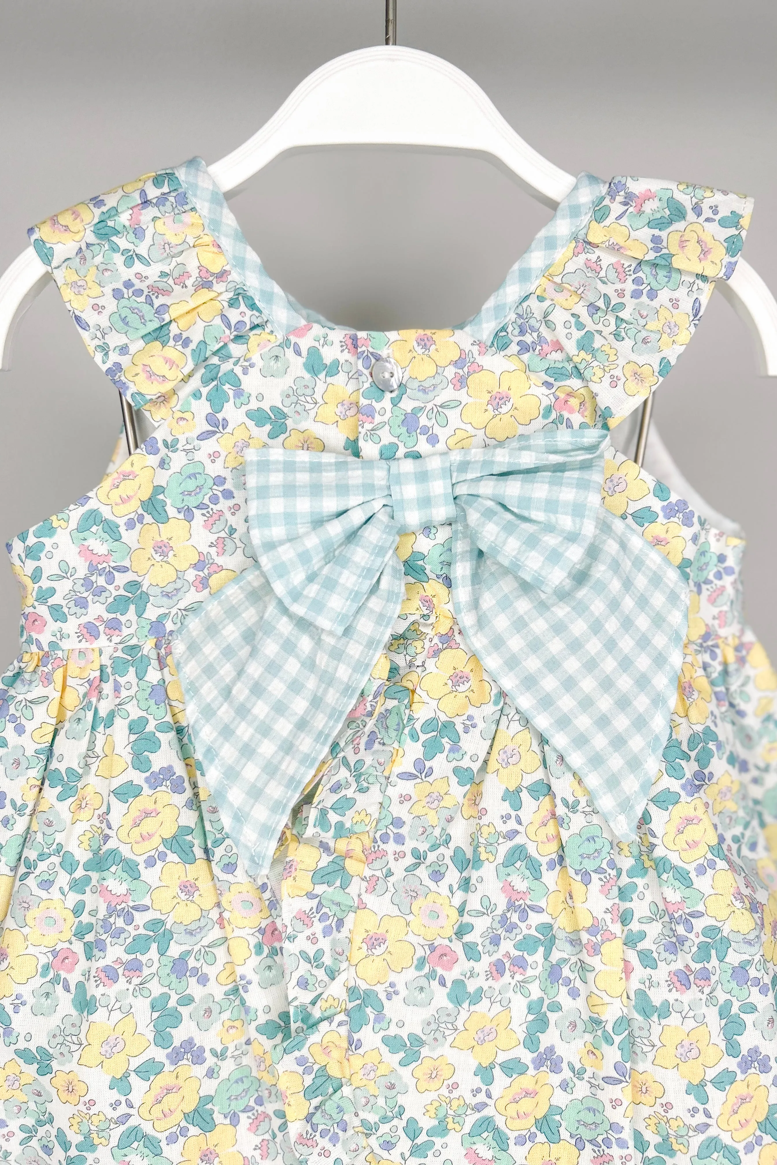 "Pippa" Lemon & Mint Green Liberty Floral Dress & Bloomers
