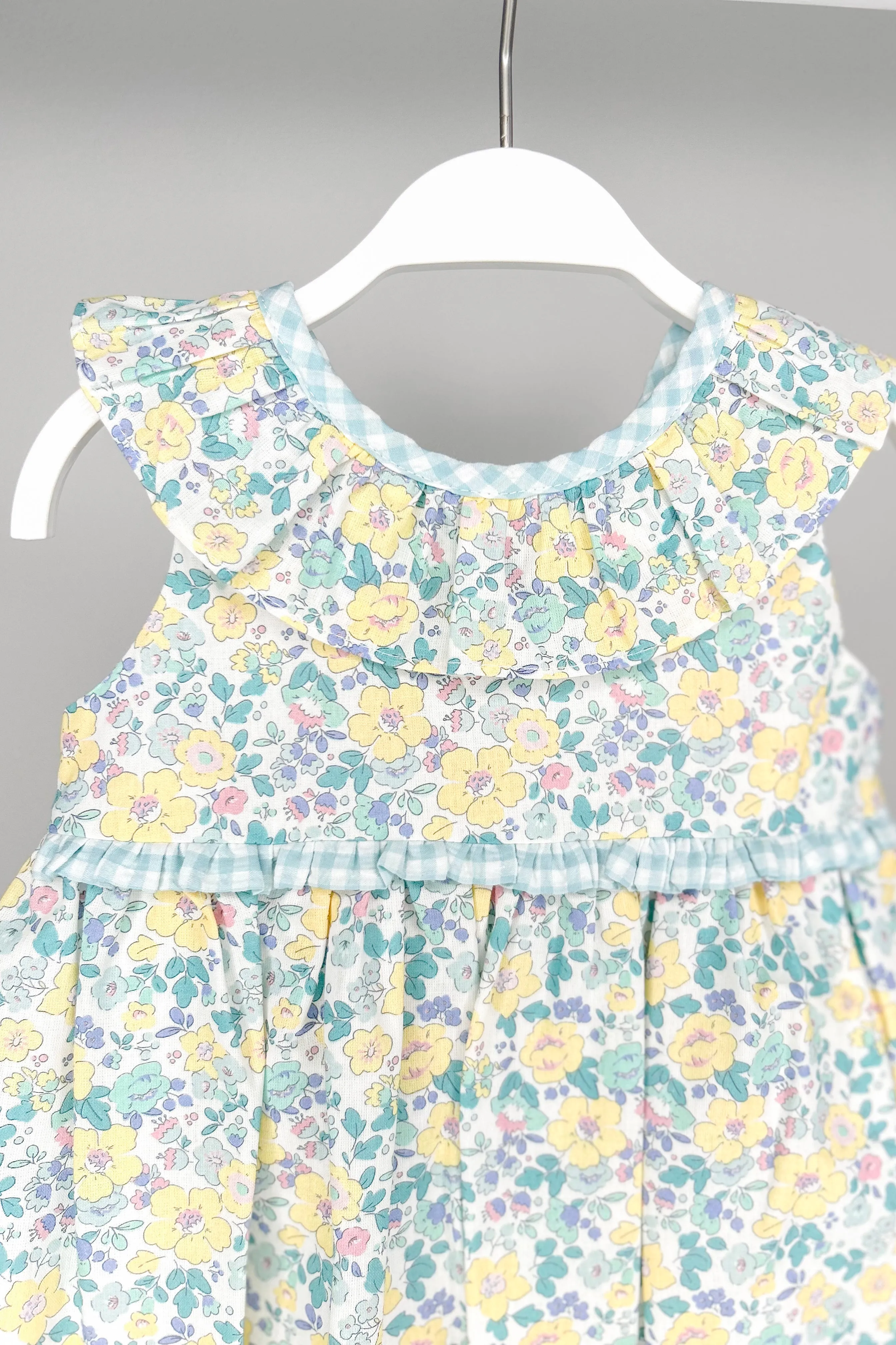 "Pippa" Lemon & Mint Green Liberty Floral Dress & Bloomers