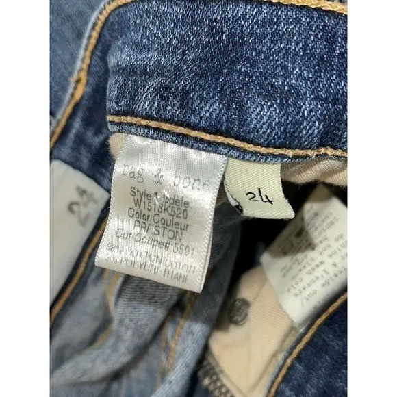 𝅺rag &amp; Bone Size 24 Blue 8 inch Rise Skinny Jeans