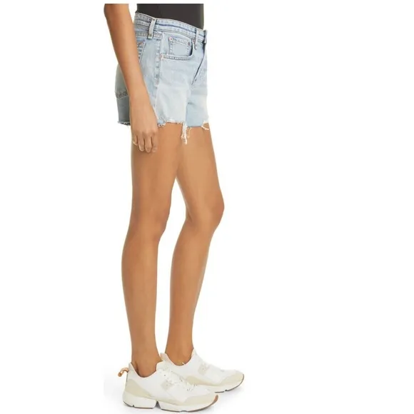 Rag &amp; Bone Stella Dre High Waisted Light Wash Cut Off Denim Jean Shorts Size 32