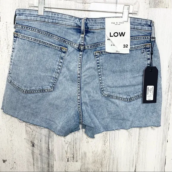 Rag &amp; Bone Stella Dre High Waisted Light Wash Cut Off Denim Jean Shorts Size 32