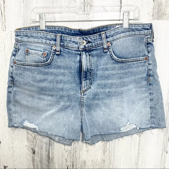 Rag &amp; Bone Stella Dre High Waisted Light Wash Cut Off Denim Jean Shorts Size 32