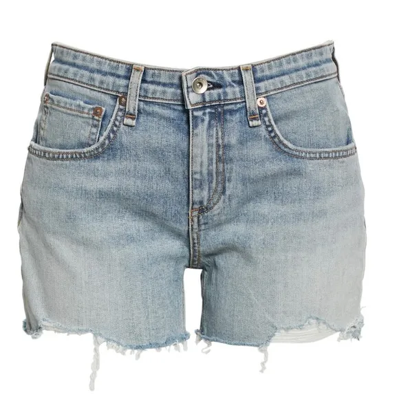 Rag &amp; Bone Stella Dre High Waisted Light Wash Cut Off Denim Jean Shorts Size 32