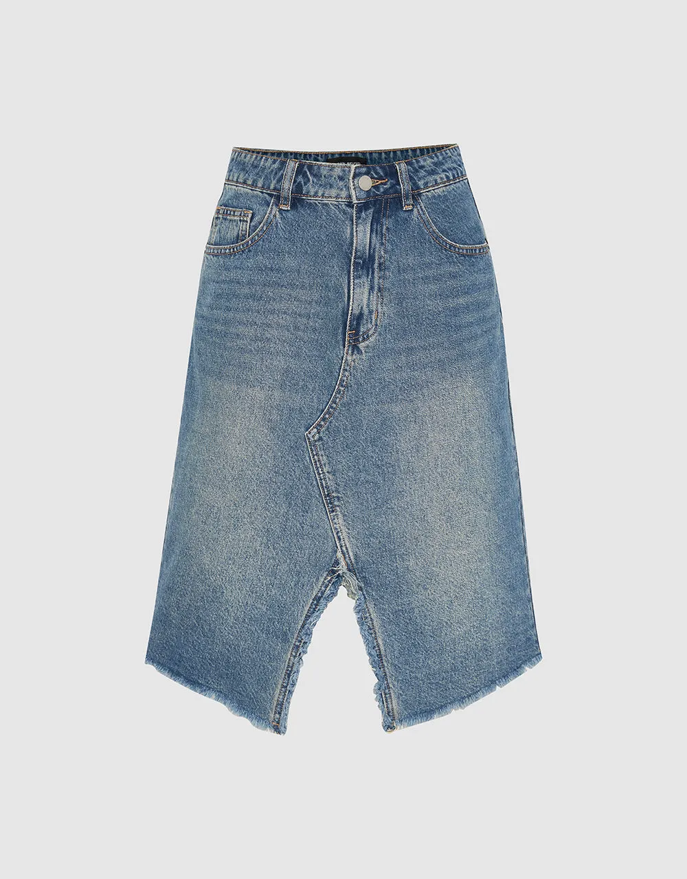 Raw Hem A-Line Denim Skirt