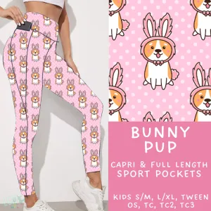 Ready To Ship - Bunny Pup - Capri Leggings - Sport Pocket TC