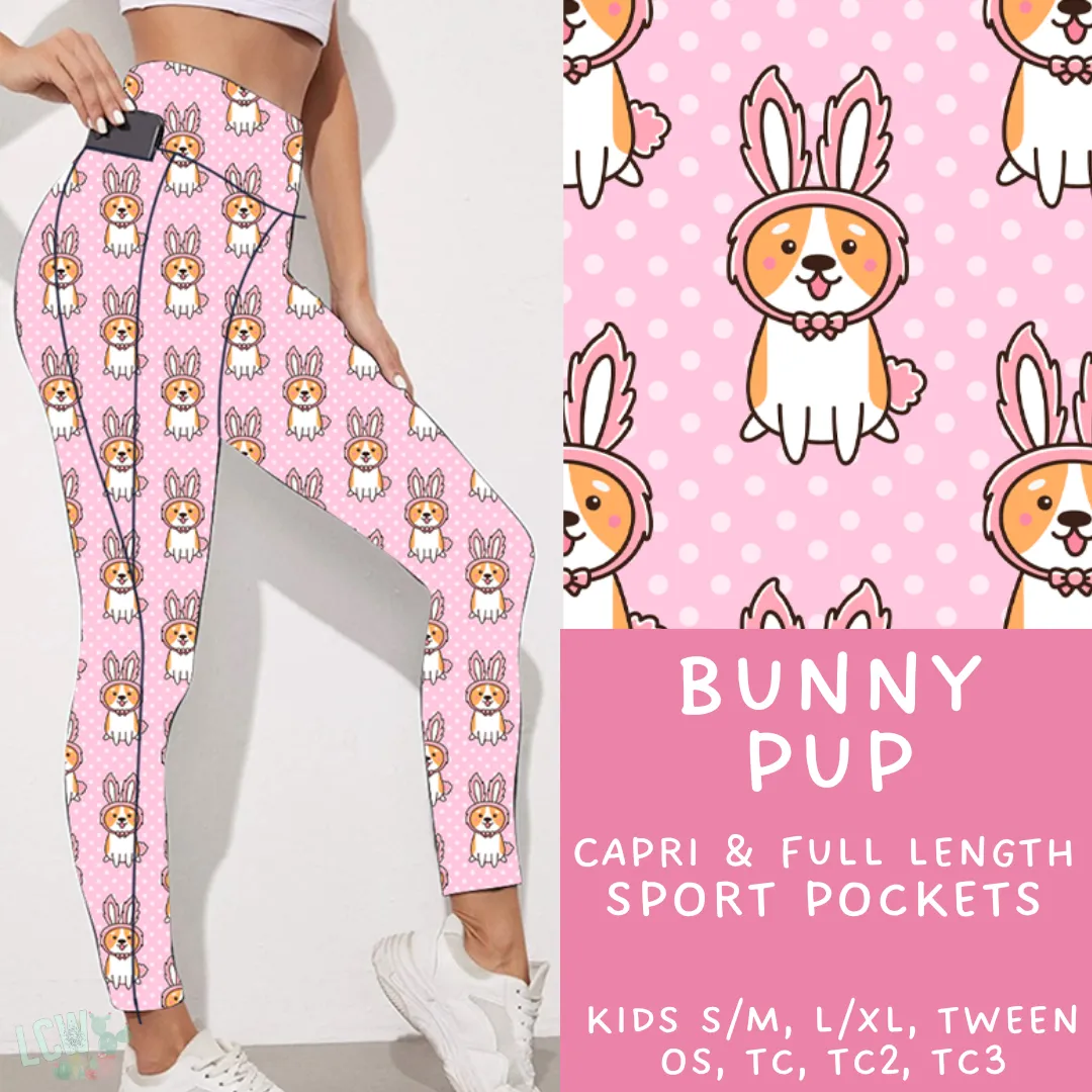 Ready To Ship - Bunny Pup - Capri Leggings - Sport Pocket TC