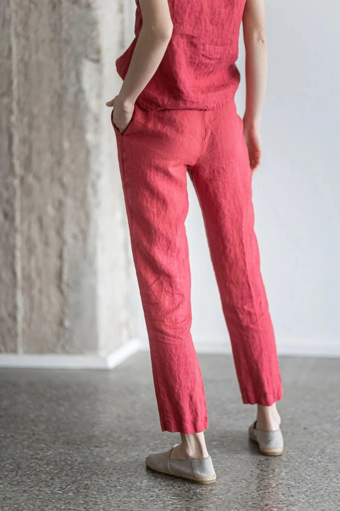 READY TO SHIP Tapered Linen Pants Comfort