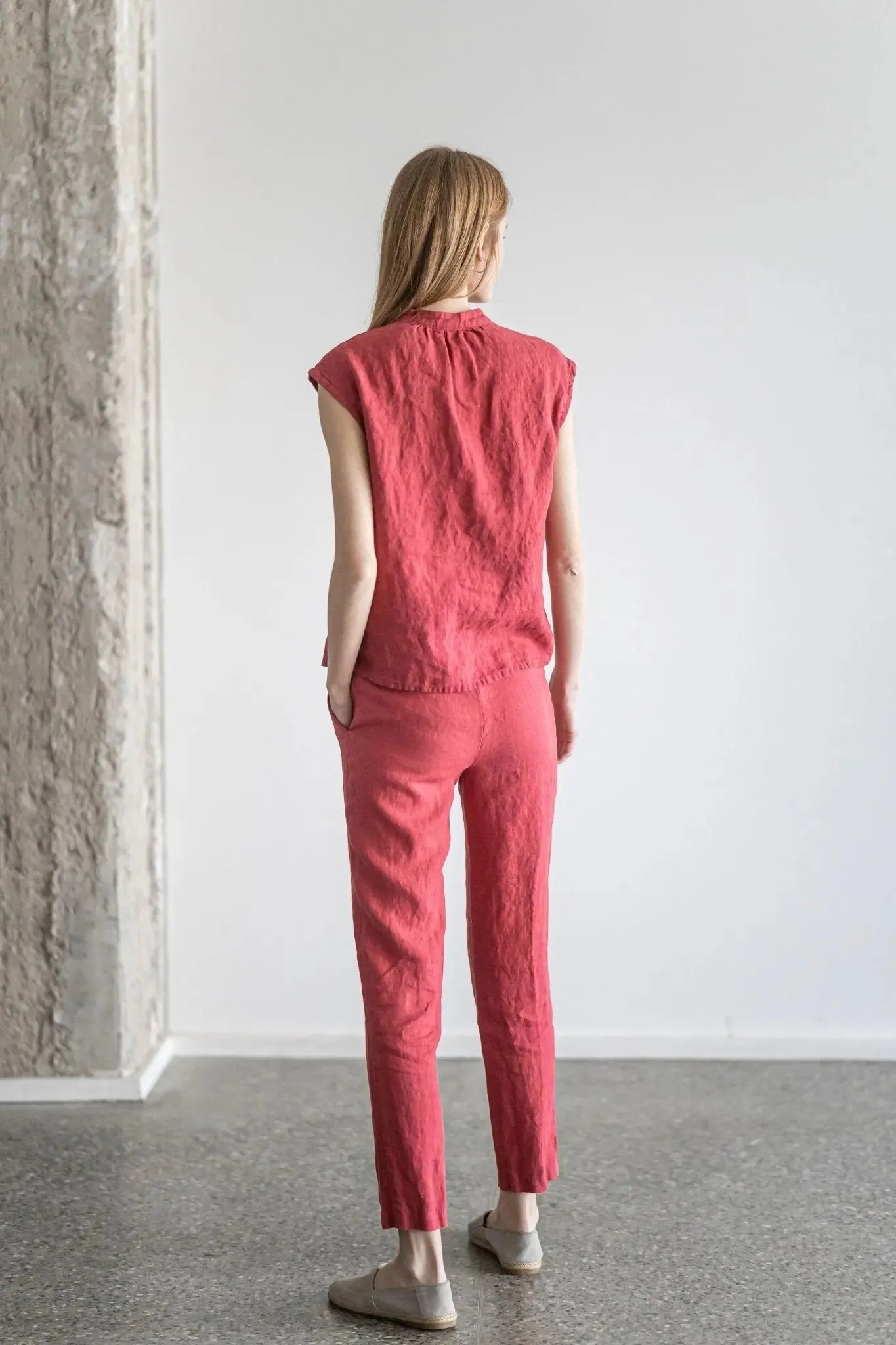 READY TO SHIP Tapered Linen Pants Comfort