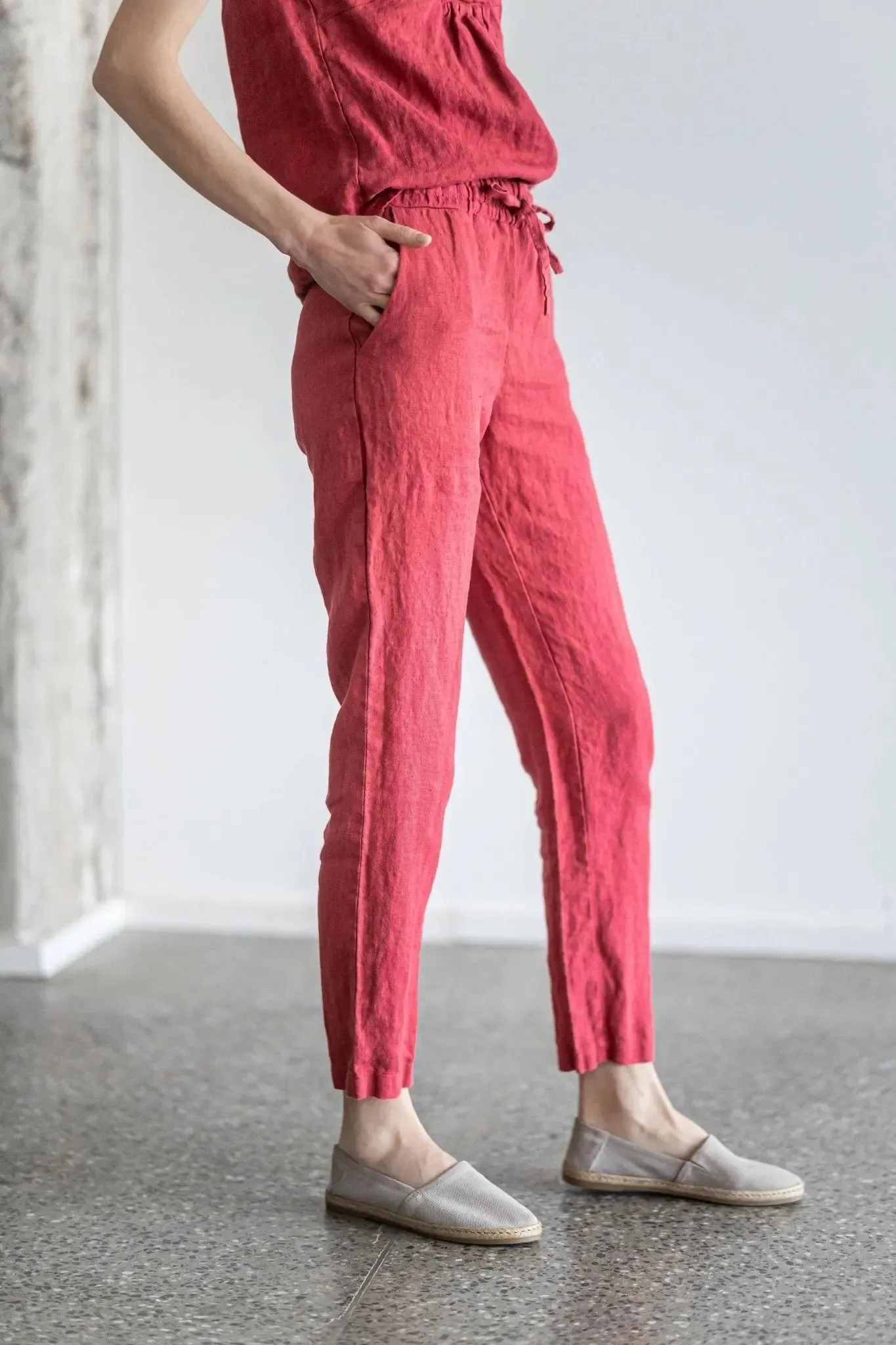 READY TO SHIP Tapered Linen Pants Comfort