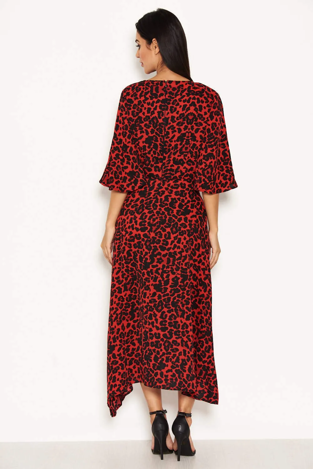 Red Leopard Printed Maxi Dress