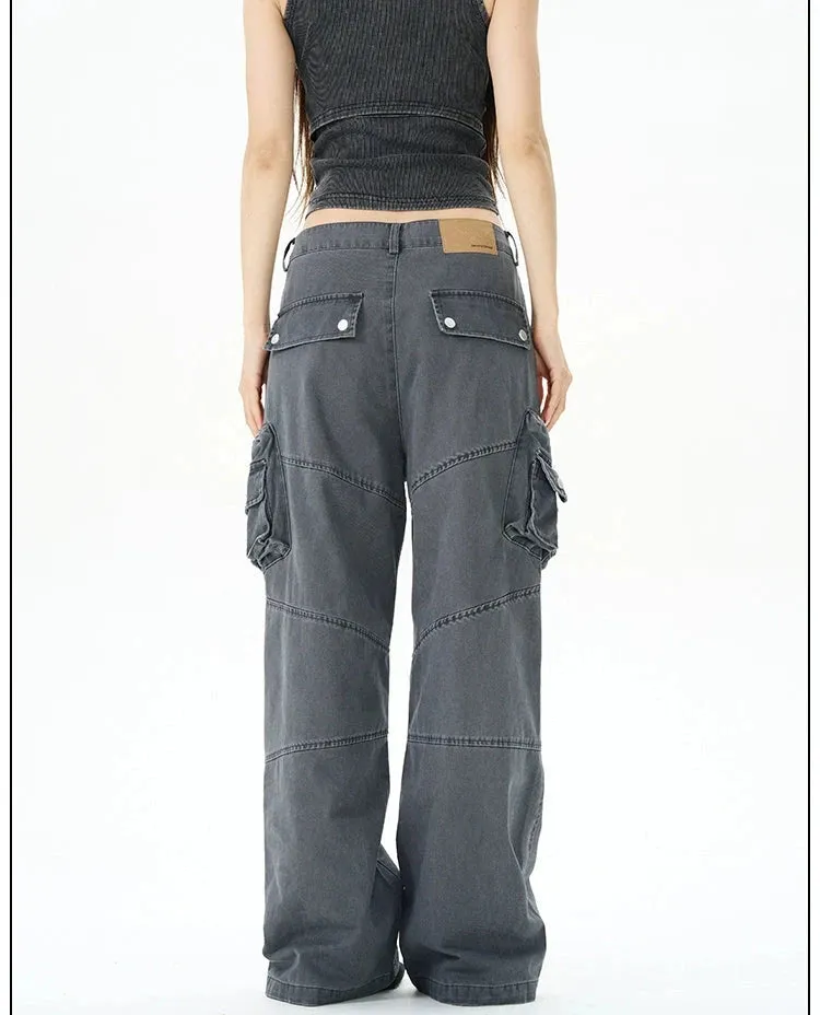 Retro Multi-Pocket Casual Pants