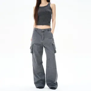 Retro Multi-Pocket Casual Pants