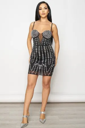 RHINESTONE BODYCON DRESS