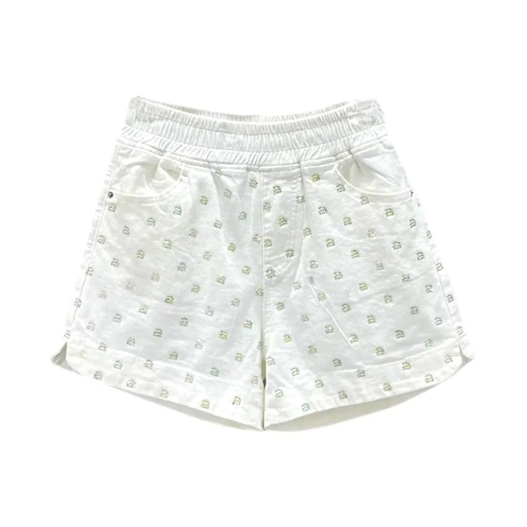 Rhinestone denim shorts with rubber