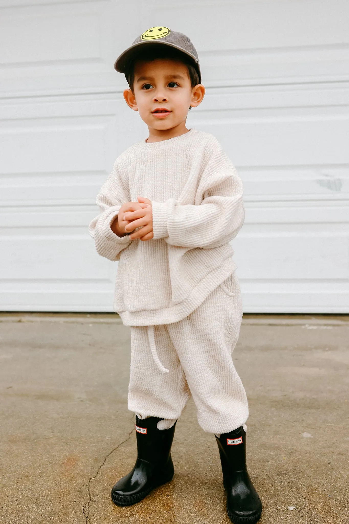 Ribbed Waffle Set - Neutral Sweatshirt and Joggers
