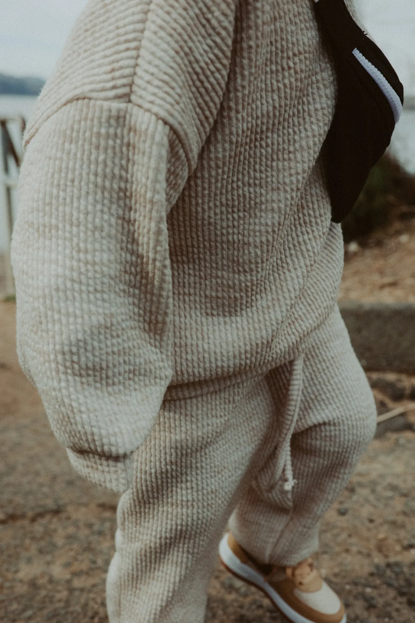 Ribbed Waffle Set - Neutral Sweatshirt and Joggers